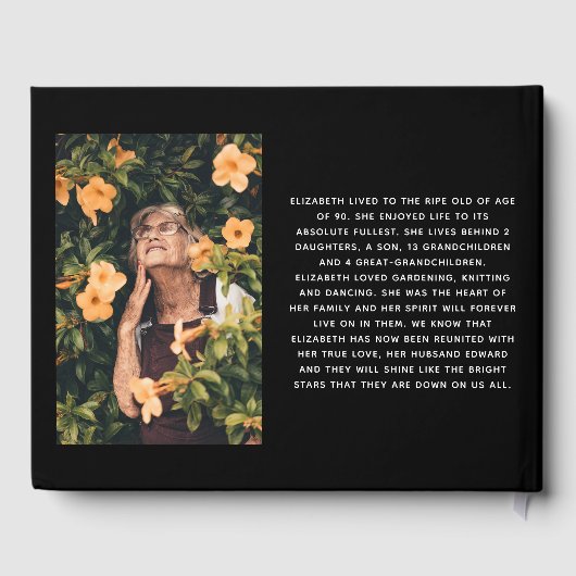 Elegante Memorial Photo Collage & Tribute Keepsake Gastenboek (Achterkant)