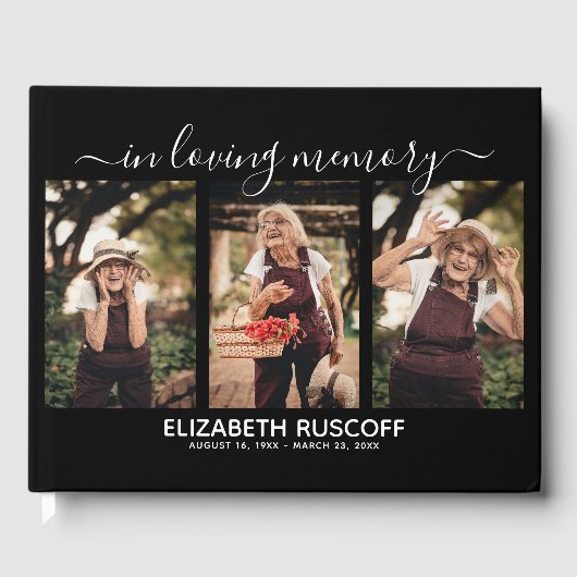 Elegante Memorial Photo Collage & Tribute Keepsake Gastenboek (Voorkant)