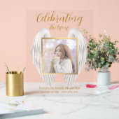 Elegante Memorial Service Vleugels Foto Acryl Bord (Huwelijk)