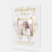 Elegante Memorial Service Vleugels Foto Acryl Bord (Hoek)