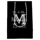 Elegante meneer en mevrouw pasgetrouwde zwarte typ medium cadeauzakje (Achterkant)