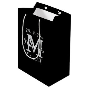 Elegante meneer en mevrouw pasgetrouwde zwarte typ medium cadeauzakje