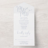 Elegante meneer en mevrouw Script Dusty Blue Weddi All In One Uitnodiging (Binnen)