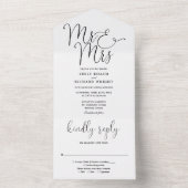 Elegante meneer en mevrouw Script zwart-wit bruilo All In One Uitnodiging (Binnen)