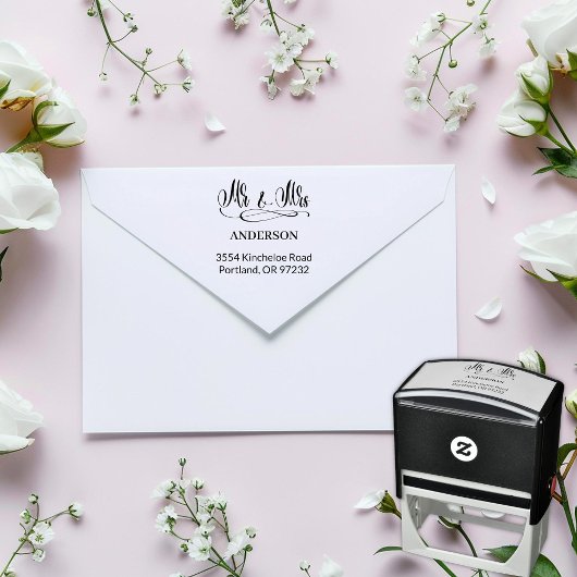 Elegante meneer & mevrouw - Kalligrafie met Serif  Zelfinktende Stempel