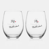Elegante meneer mevrouw Passen getrouwd paar huwel Wijnglas Zonder Voet (Achterkant)