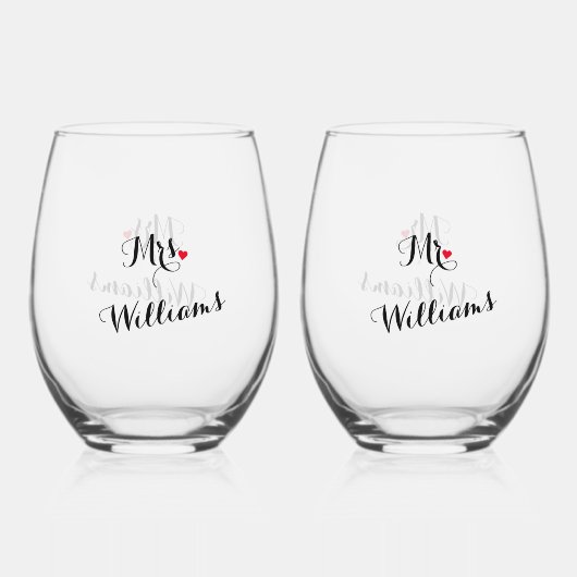 Elegante meneer mevrouw Passen getrouwd paar huwel Wijnglas Zonder Voet (Voorkant)