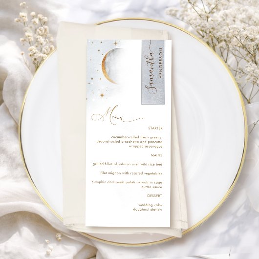 Elegante Menu met Gastnaam, Hemelse Maansterren
