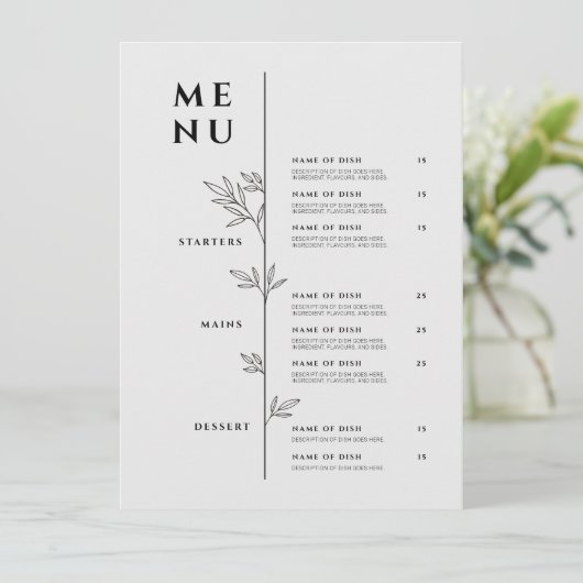 Elegante Menu - Minimalistisch Restaurantmenu (Staand voorkant)