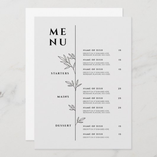 Elegante Menu - Minimalistisch Restaurantmenu (Voorkant / Achterkant)