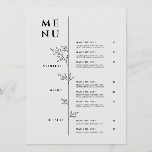 Elegante Menu - Minimalistisch Restaurantmenu (Voorkant)