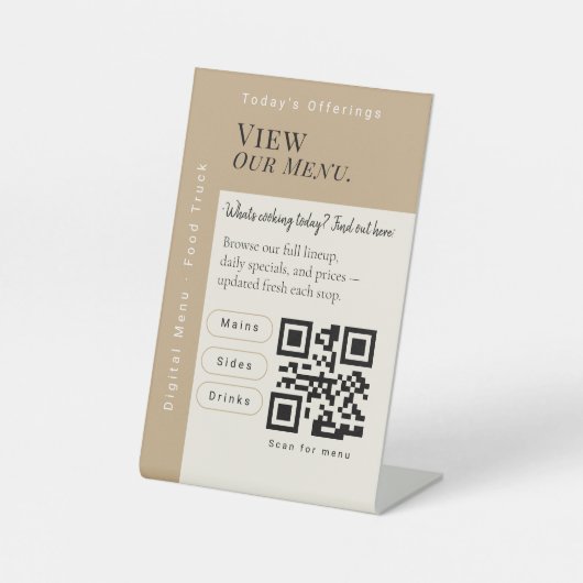 Elegante Menubord QR-code | Digitale Menu Reclamebord Met Voetstuk (Voorkant)