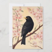 Elegante merel op bloesems kaart (Voorkant)