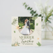 Elegante Merrier Samen Groen Blad Thema Feestdagenkaart (Staand voorkant)