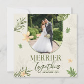 Elegante Merrier Samen Groen Blad Thema Feestdagenkaart (Voorkant)