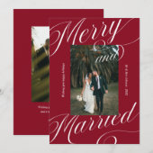 Elegante Merry and Married Script Calligrafie Feestdagenkaart (Voorkant / Achterkant)