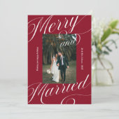 Elegante Merry and Married Script Calligrafie Feestdagenkaart (Staand voorkant)
