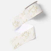 Elegante Merry & Bright Gouden Script Kerstmis Grosgrain Lint (Achterkant)