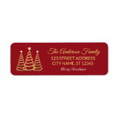 Elegante Merry & Bright Tree Lichten Rood en Goud Etiket (Voorkant)