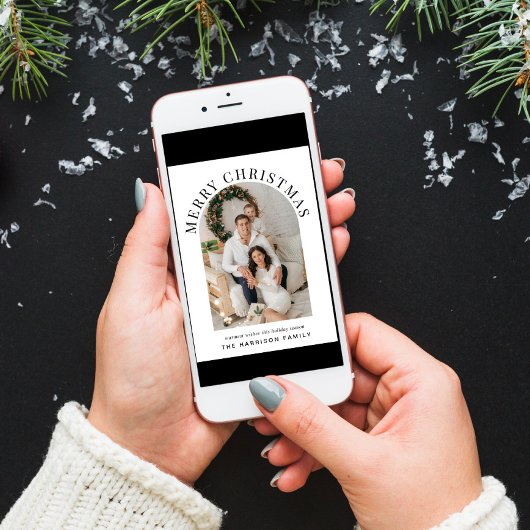 Elegante Merry Christmas Arch Foto Feestdagenkaart