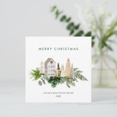 Elegante Merry Christmas Boho Composition Corporat Feestdagenkaart (Staand voorkant)