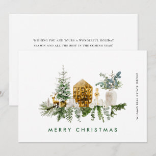 Elegante Merry Christmas Boho Composition Corporat Feestdagenkaart