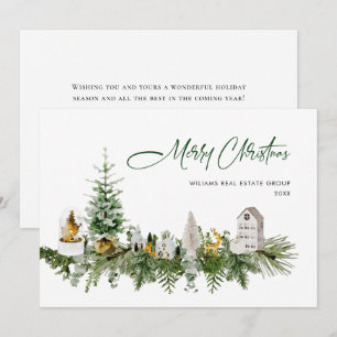 Elegante Merry Christmas Boho Composition Corporat Feestdagenkaart