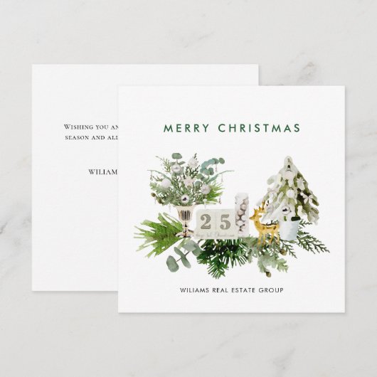 Elegante Merry Christmas Boho Composition Corporat Feestdagenkaart (Voorkant / Achterkant)