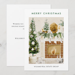 Elegante Merry Christmas Boho Composition Corporat Feestdagenkaart