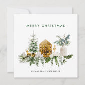 Elegante Merry Christmas Boho Composition Corporat Feestdagenkaart (Voorkant)