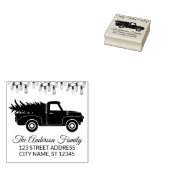 Elegante Merry Christmas Bulbs truck en boom Rubberstempel (Gestempeld)
