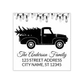 Elegante Merry Christmas Bulbs truck en boom Rubberstempel (Afrduk)