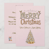 Elegante Merry Christmas Flat Holiday Kaart (Voorkant / Achterkant)