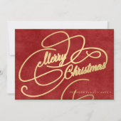 Elegante Merry Christmas gouden script rood niet-f Feestdagenkaart (Voorkant)