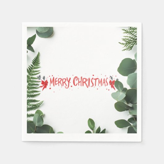 Elegante "Merry Christmas" groene servetten (Voorkant)