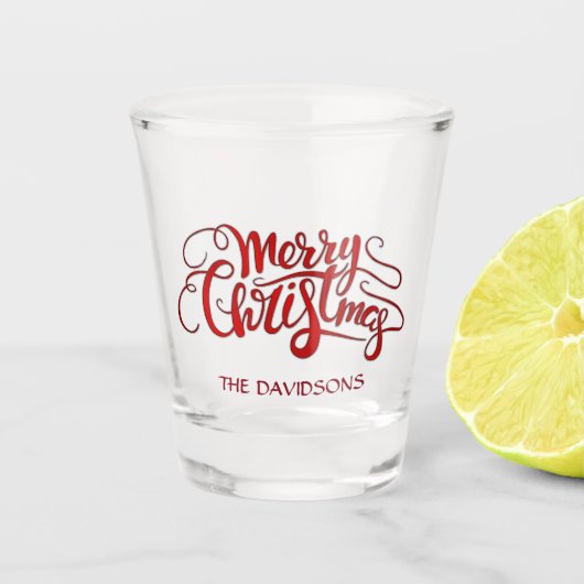Elegante MERRY CHRISTMAS moderne typografie Monogr Shot Glas (Voorkant)