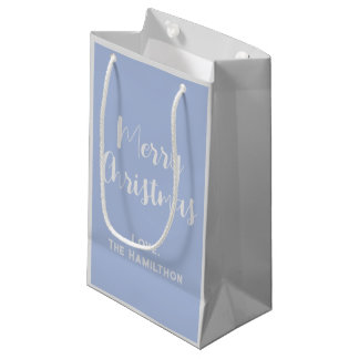 Elegante Merry Christmas Peach & Steel Blue Klein Cadeauzakje