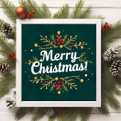 Elegante Merry Christmas Script Typography Floral Perfect Poster