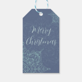 Elegante "Merry Christmas" Snowflake Gift Label Cadeaulabel
