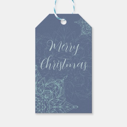 Elegante "Merry Christmas" Snowflake Gift Label Cadeaulabel (Voorkant)