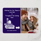 Elegante Merry Christmas Stack van Cadeaus Foto Folie Feestdagenkaart (Voorkant)