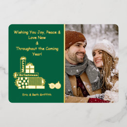 Elegante Merry Christmas Stack van Cadeaus Foto Folie Feestdagenkaart