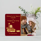 Elegante Merry Christmas Stack van Cadeaus Foto Folie Feestdagenkaart (Staand Voorkant)