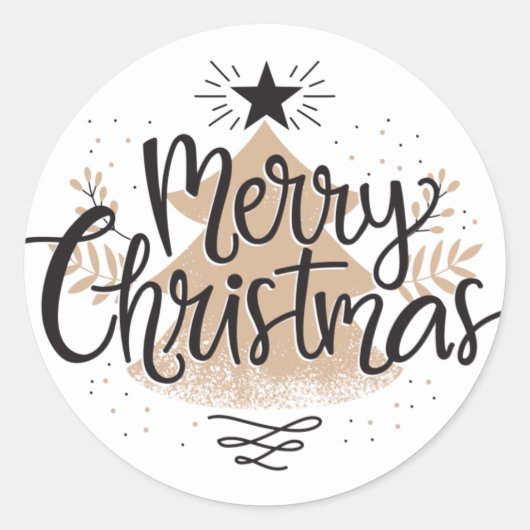 Elegante Merry Christmas Tree Script Sticker (Voorkant)