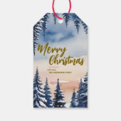 Elegante Merry kerstboom bos Gouden script Vakanti Cadeaulabel (Achterkant)