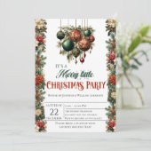 Elegante Merry Little Christmas Party uitnodiging (Staand voorkant)
