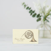 Elegante messing Franse hoorn muzikant muziekleraa Visitekaartje (Staand voorkant)