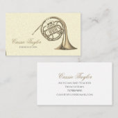 Elegante messing Franse hoorn muzikant muziekleraa Visitekaartje (Voorkant / Achterkant)