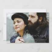 Elegante met de hand beletterde net getrouwde trou aankondiging (Voorkant)