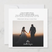 Elegante met de hand beletterde trouwdag foto bedankkaart (Achterkant)